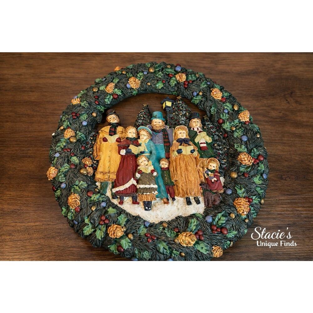 Thomas Kinkade Carolers Wreath Christmas Around the World Decor 12”